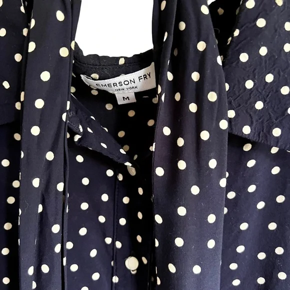 Emerson Fry Ribbons Blouse, Navy Dot - Picture 2 of 5